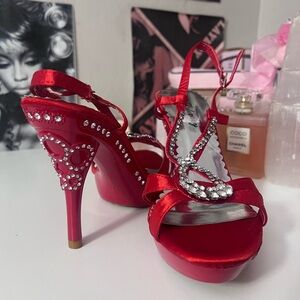 Y2k 2000s rhinestone brass knuckle heels